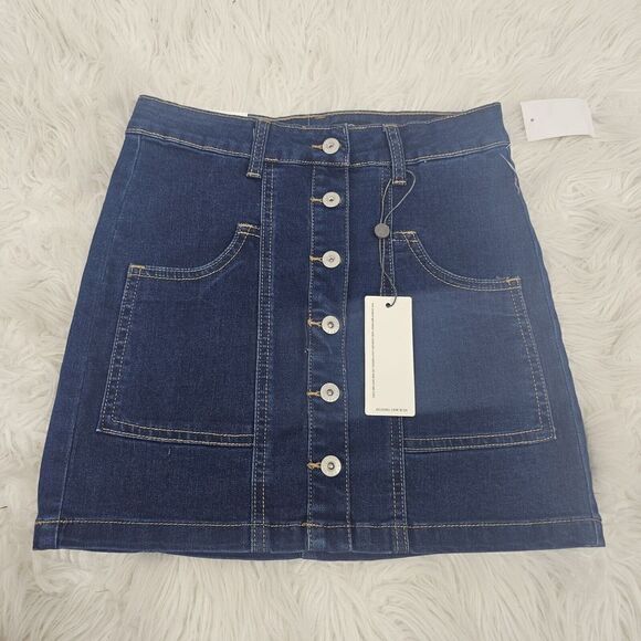 NWT ADRIANO GOLDSCHMIED Sz12Y GIRL'S THE COLETTE BUTTON FRONT STRETCH DENIM SKIR - Picture 1 of 5